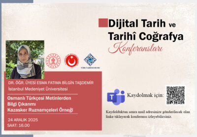 Dijital Tarih ve Tarihî Coğrafya Konferanslarının Konuğu: Dr. Esma Taşdemir