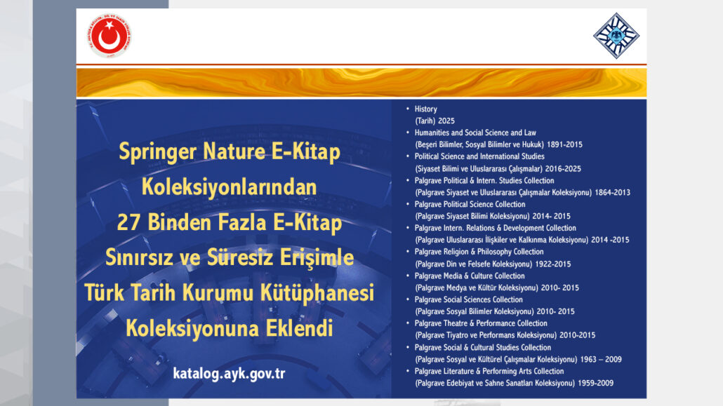 Springer Nature Koleksiyonundan 27 Bini Aşkın E-kitap Kütüphane Koleksiyonumuza Eklendi