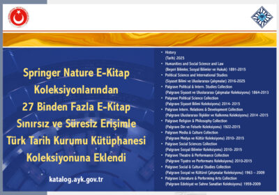 Springer Nature Koleksiyonundan 27 Bini Aşkın E-kitap Kütüphane Koleksiyonumuza Eklendi